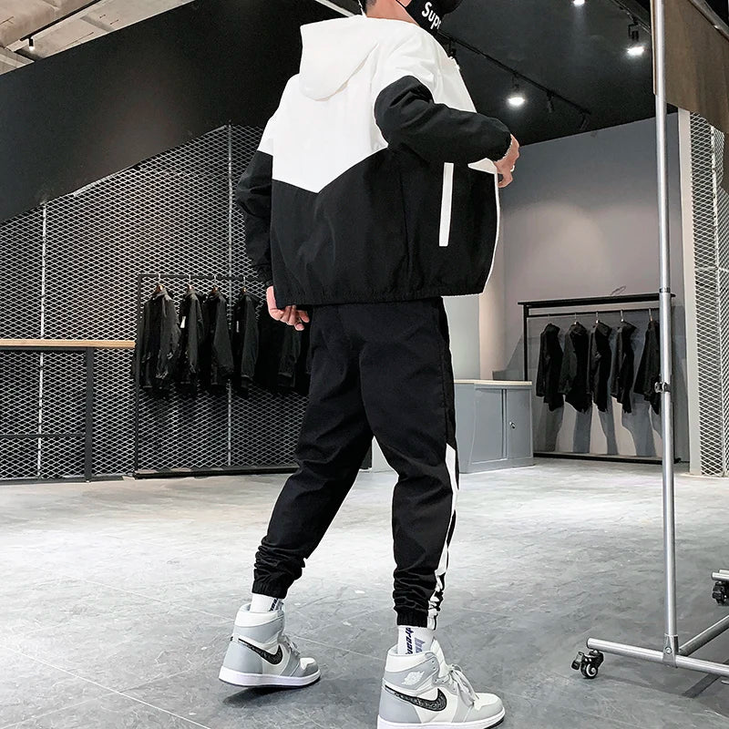 Men Tracksuit Casual Joggers Hooded Sportswear Jackets And Pants 2