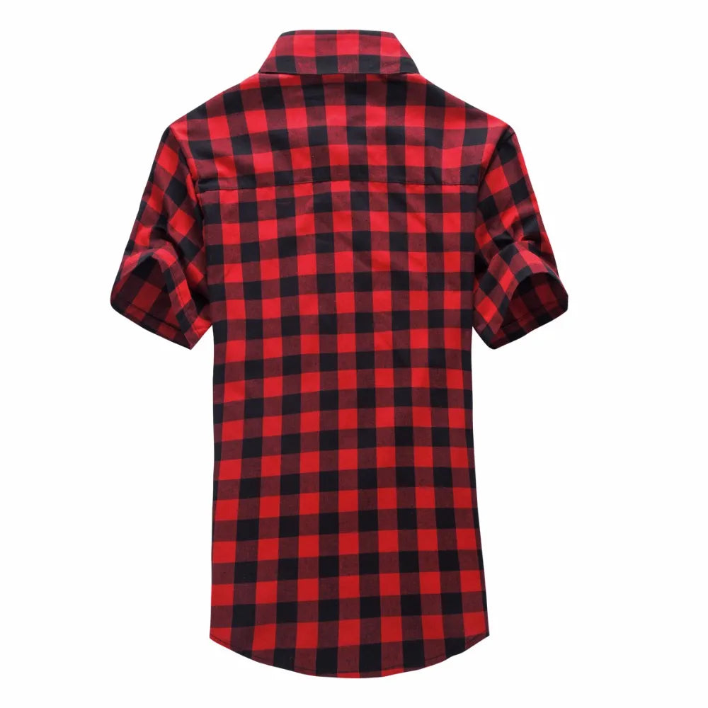 Red And Black Plaid Shirt Men Shirts 2024 New Summer Fashion Chemise