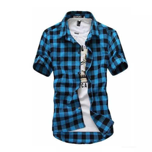 Red And Black Plaid Shirt Men Shirts 2024 New Summer Fashion Chemise