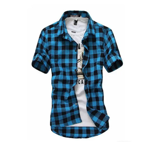 Red And Black Plaid Shirt Men Shirts 2024 New Summer Fashion Chemise