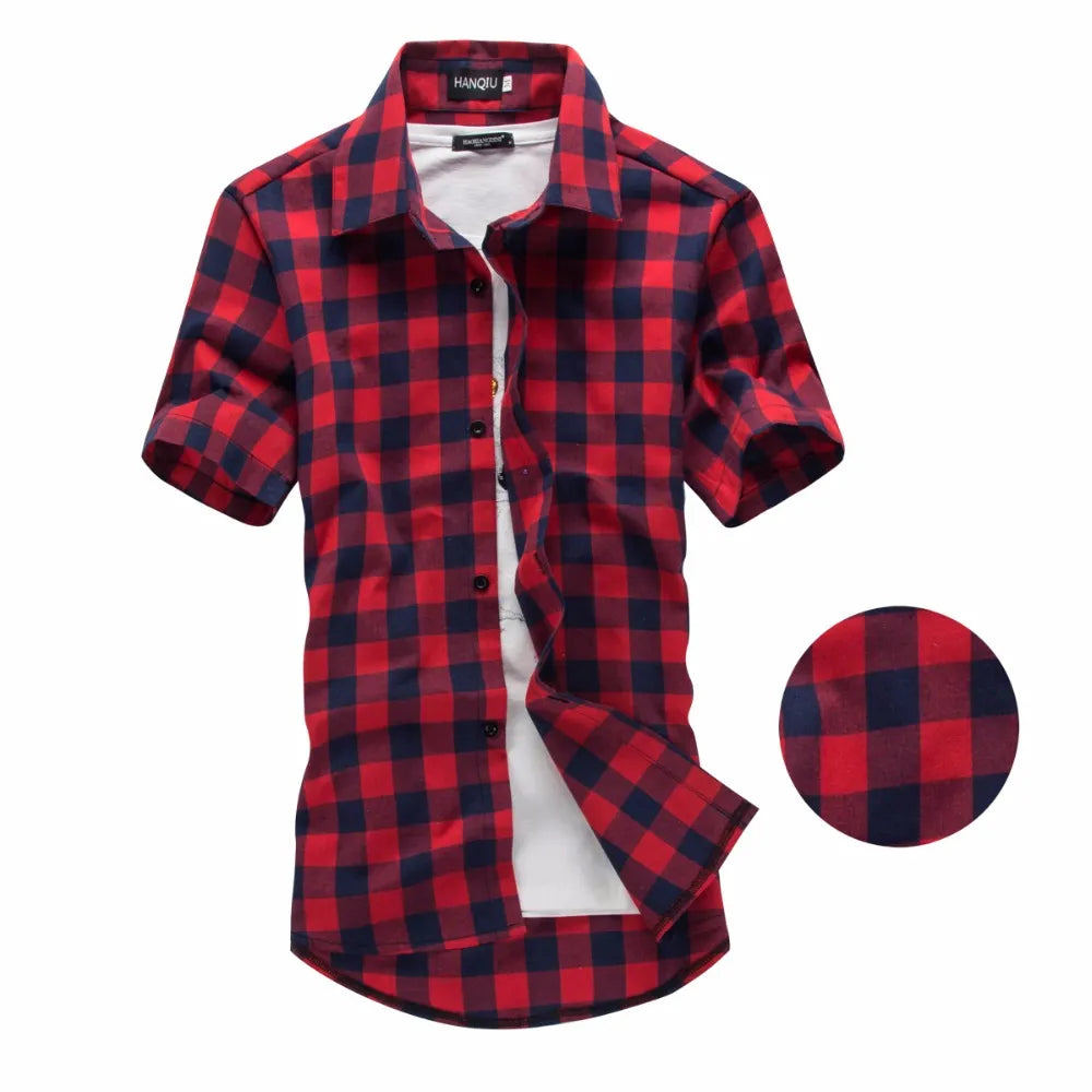 Red And Black Plaid Shirt Men Shirts 2024 New Summer Fashion Chemise