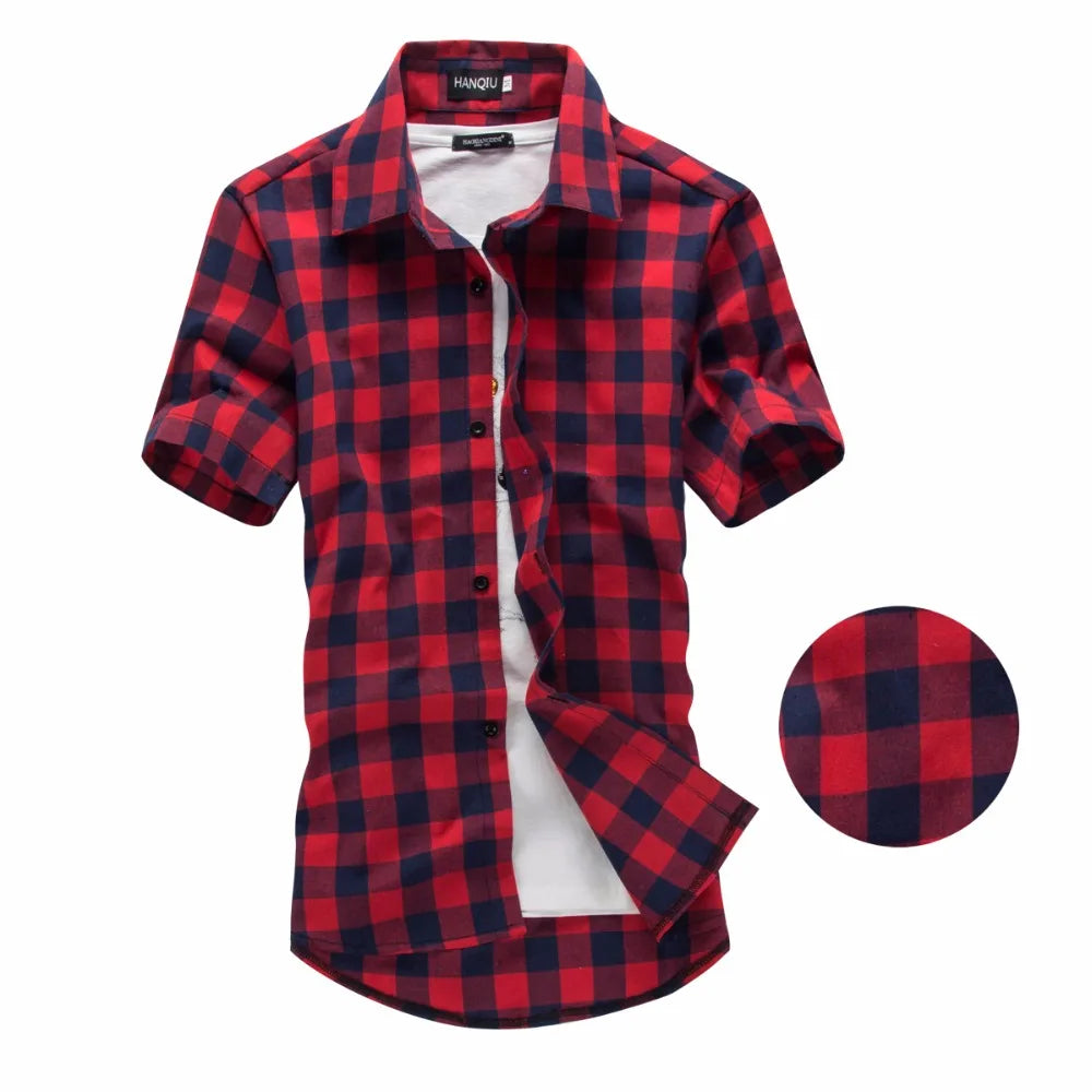 Red And Black Plaid Shirt Men Shirts 2024 New Summer Fashion Chemise