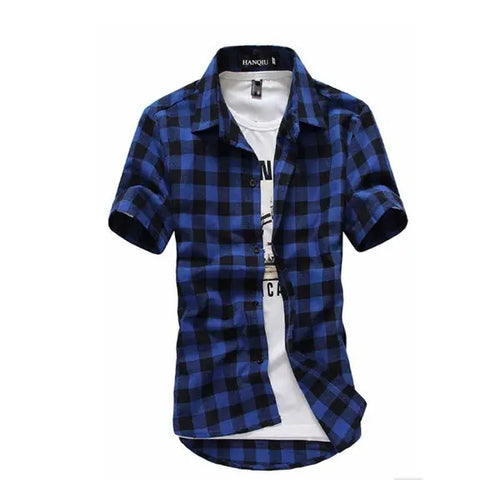 Red And Black Plaid Shirt Men Shirts 2024 New Summer Fashion Chemise