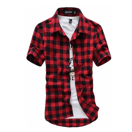 Red And Black Plaid Shirt Men Shirts 2024 New Summer Fashion Chemise