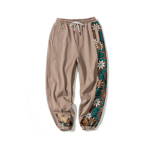 Spring Autumn Fashion Plus Size Casual Pants Men Clothing Embroidery