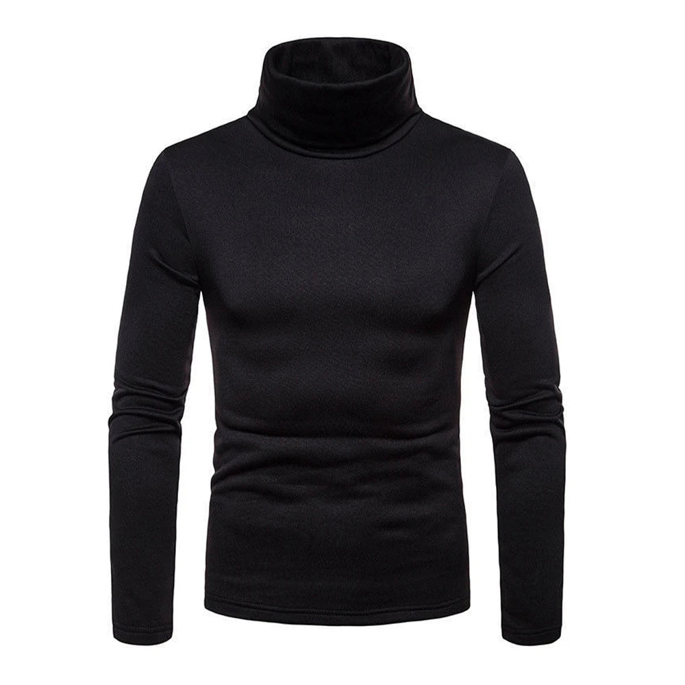Autumn Winter Mens Turtleneck Sweaters Casual Thermal Long Sleeve Slim