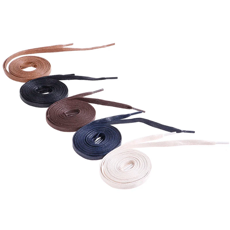 1Pair Waxed Flat Shoelaces Leather Waterproof Casual Shoes Laces