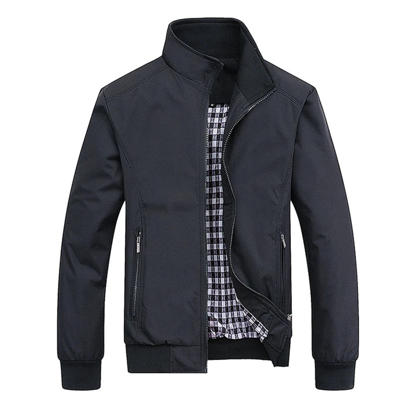 2025 Spring Autumn Casual Solid Fashion Slim Bomber Jacket Men