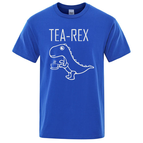 Men Women T-Shirts Tea Rex Funny Dinosaur Drink Coffee T Shirts