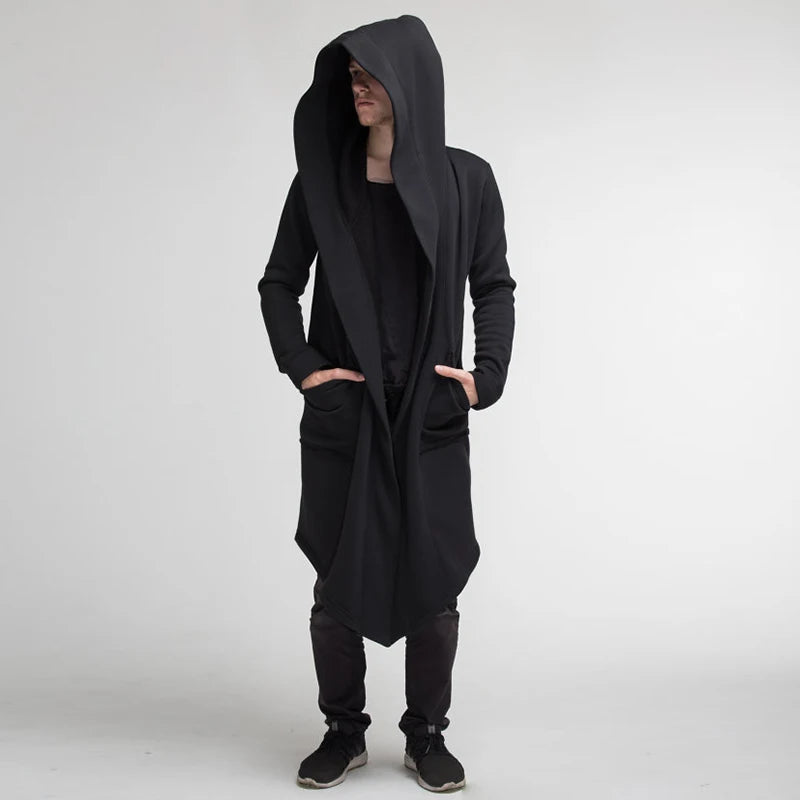 Men's Winter Hooded Cardigan Trench Coat Streetwear Solid Color