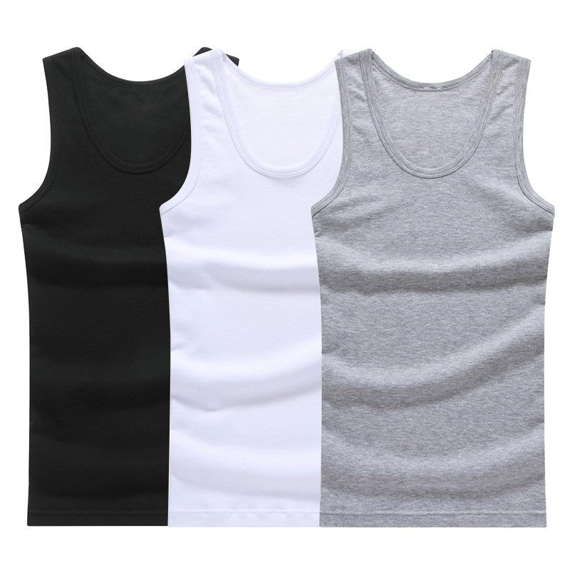 Hot Sale 3pcs / 100% Cotton Mens Sleeveless Tank Top Solid Muscle Vest
