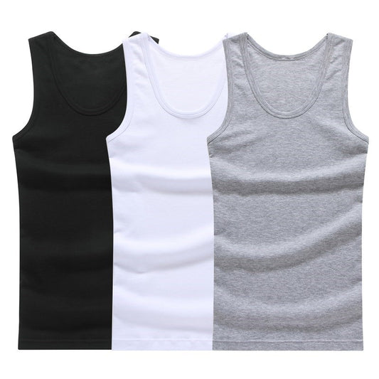 Hot Sale 3pcs / 100% Cotton Mens Sleeveless Tank Top Solid Muscle Vest