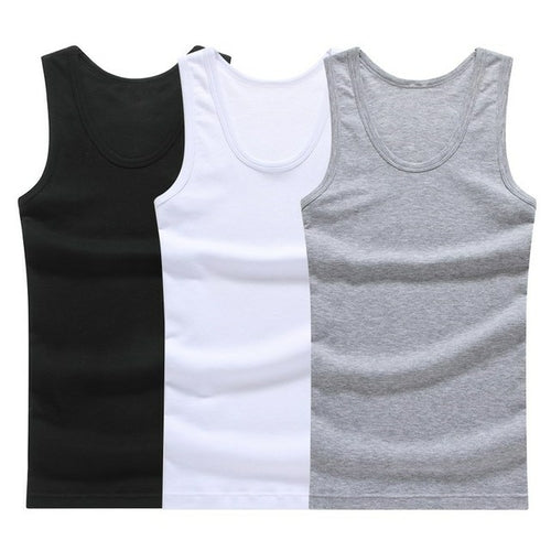 Hot Sale 3pcs / 100% Cotton Mens Sleeveless Tank Top Solid Muscle Vest