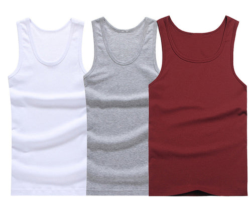 Hot Sale 3pcs / 100% Cotton Mens Sleeveless Tank Top Solid Muscle Vest