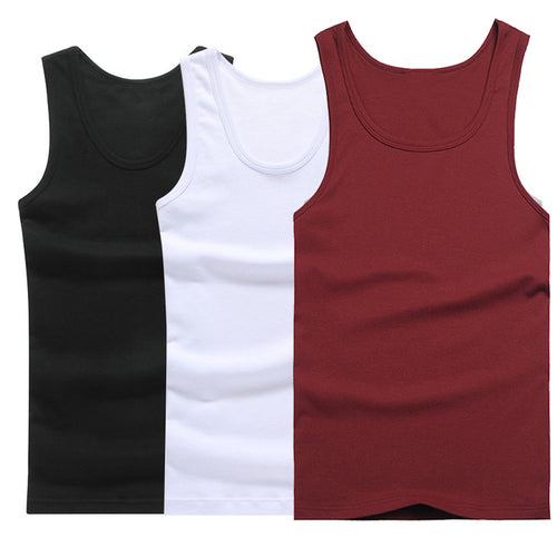 Hot Sale 3pcs / 100% Cotton Mens Sleeveless Tank Top Solid Muscle Vest