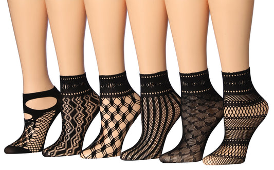 Isadora Paccini Women's Designed Lace Anklet Socks With Trimmed Ruffle