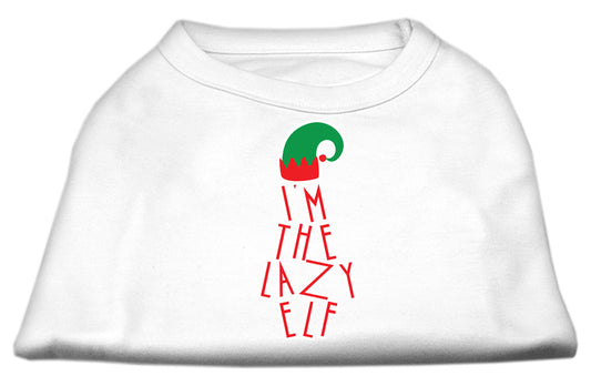 Mirage Pet 51-178 LGWT Lazy Elf Screen Print Pet Shirt, White - La