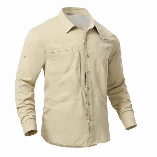 Men's Summer Long Sleeve Fishing Shirts UPF 50+ Sun Protection Hiking