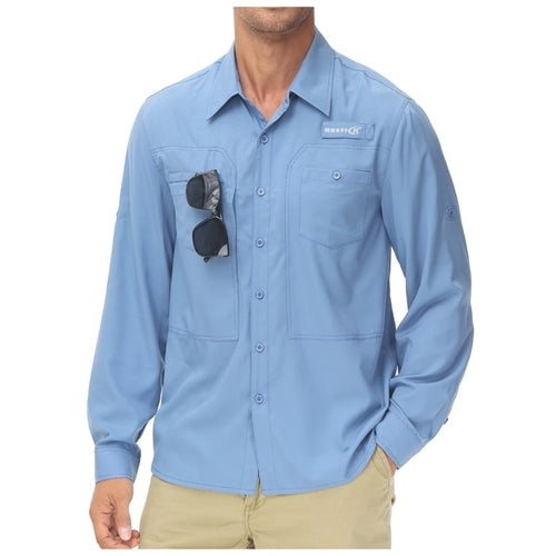 Men's Summer Long Sleeve Fishing Shirts UPF 50+ Sun Protection Hiking