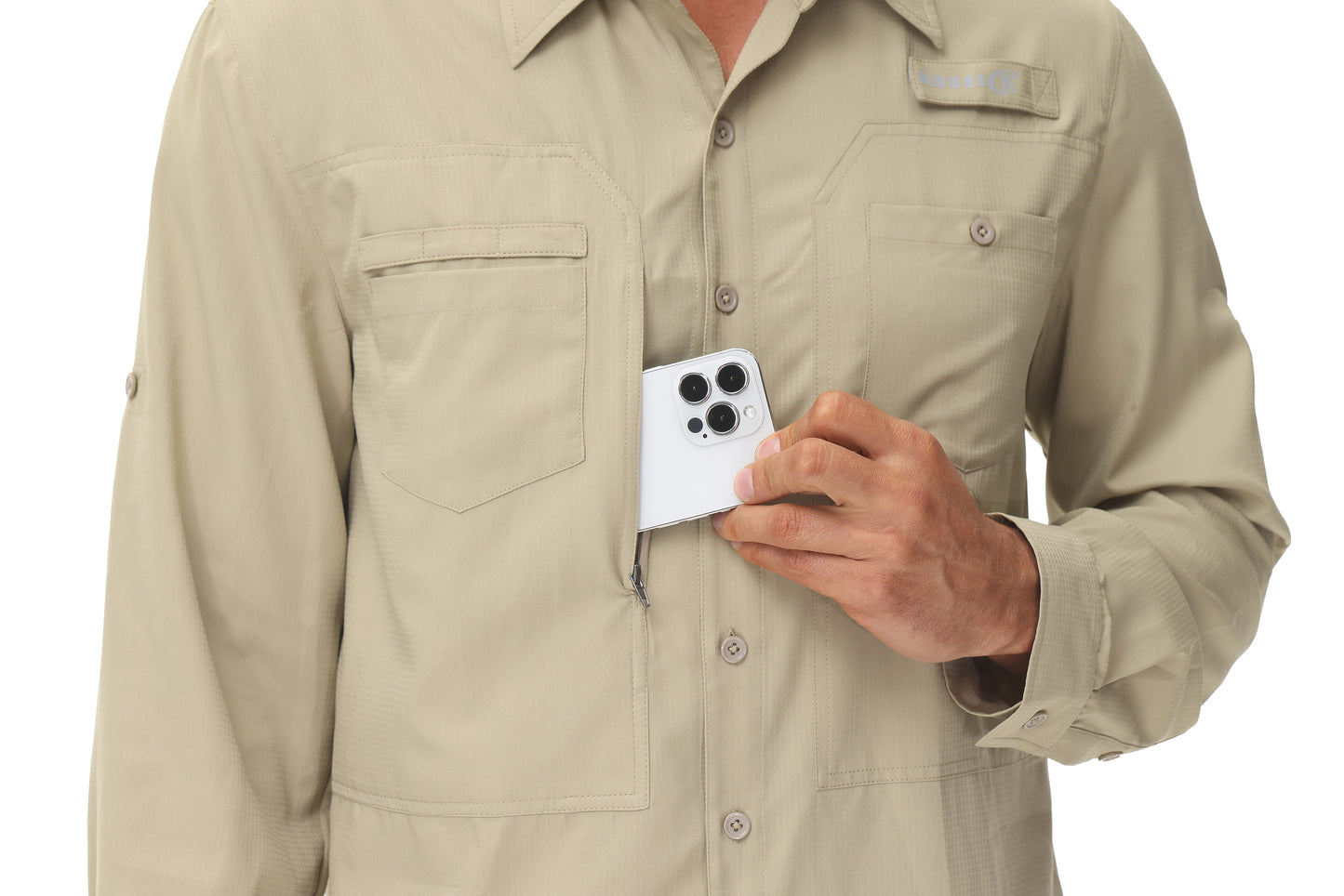 Men's Summer Long Sleeve Fishing Shirts UPF 50+ Sun Protection Hiking