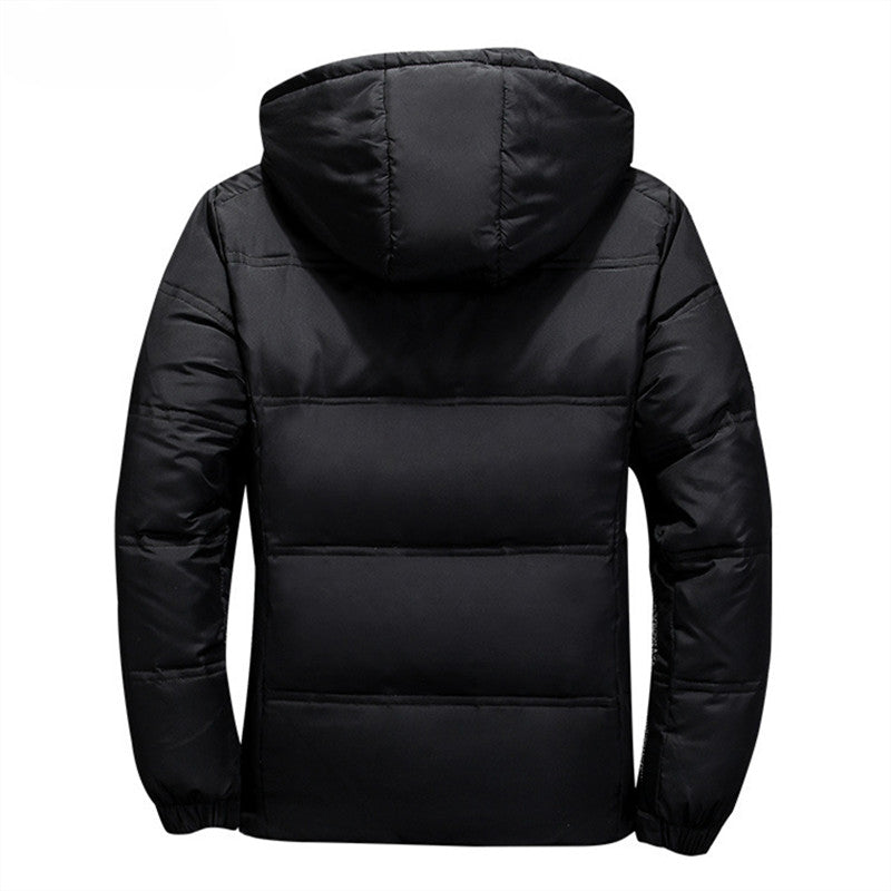 New White Duck Down Jacket Men Winter Warm Solid Color Hooded Down