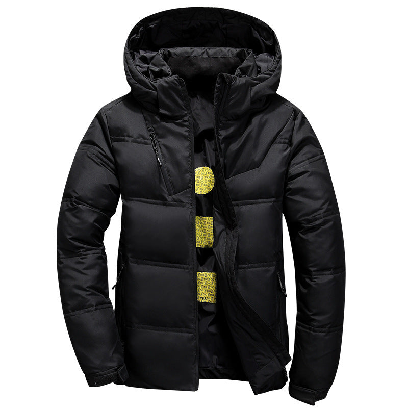 New White Duck Down Jacket Men Winter Warm Solid Color Hooded Down