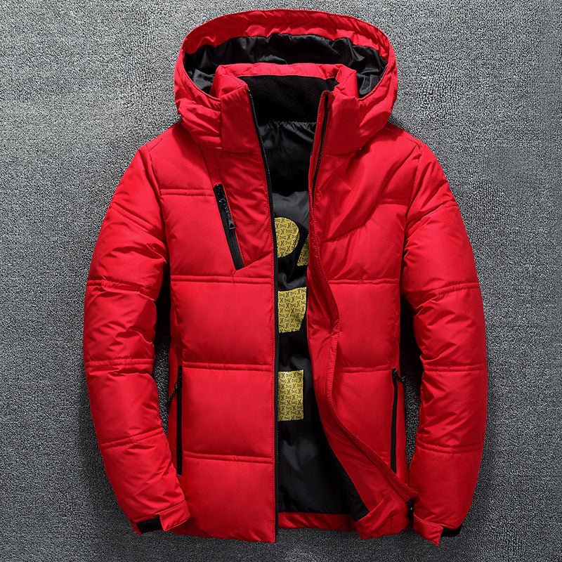 New White Duck Down Jacket Men Winter Warm Solid Color Hooded Down