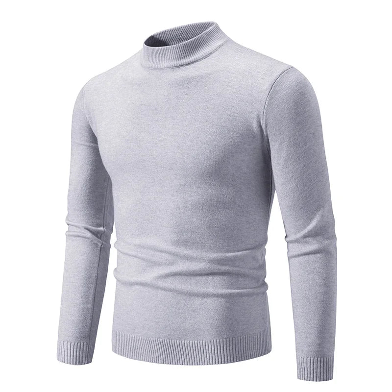 New Sweatwear Men's Half Neck Basic Solid Color Sweaters Round Neck