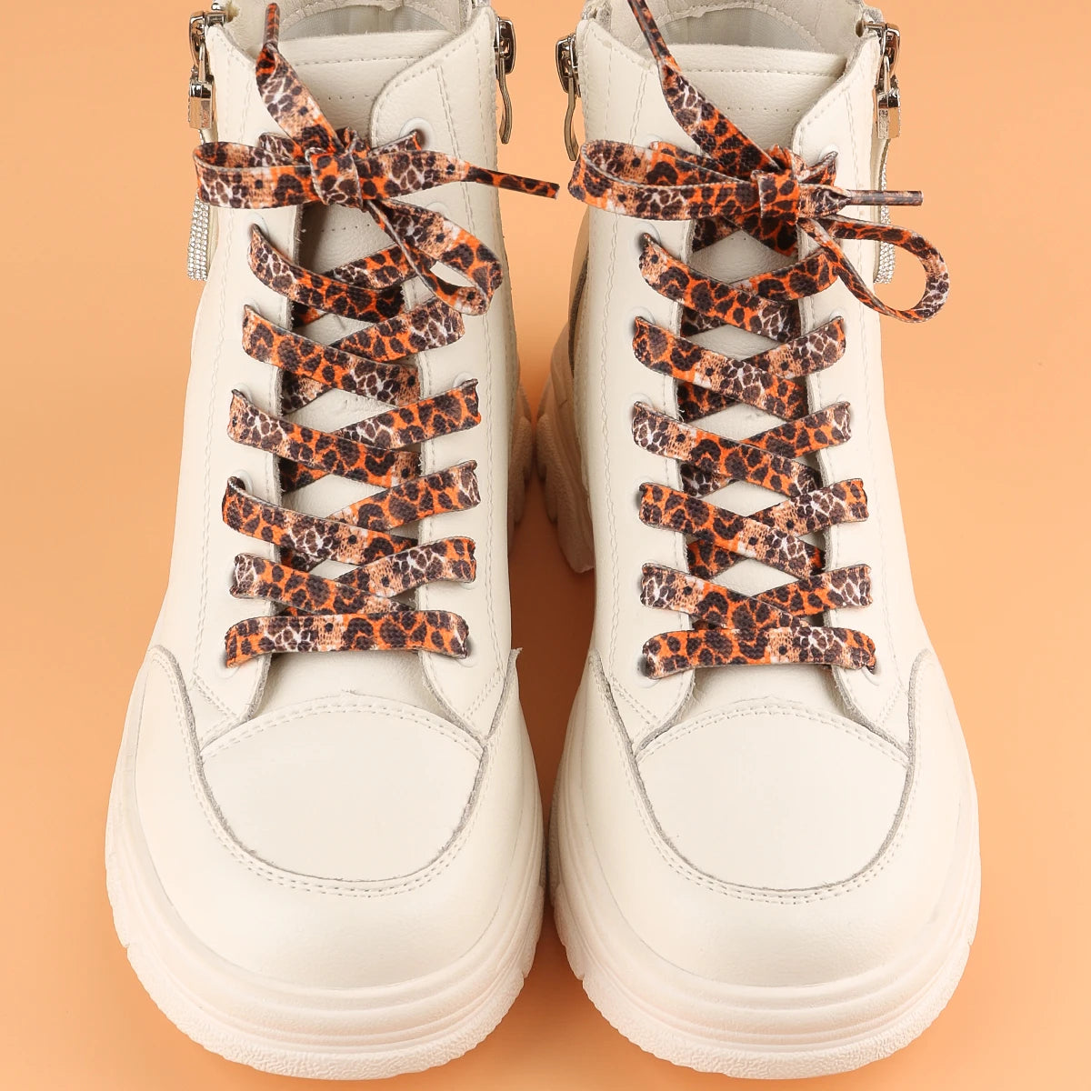 1 Pair Newest Classic Leopard Print Shoelaces Women Girl Men Flat