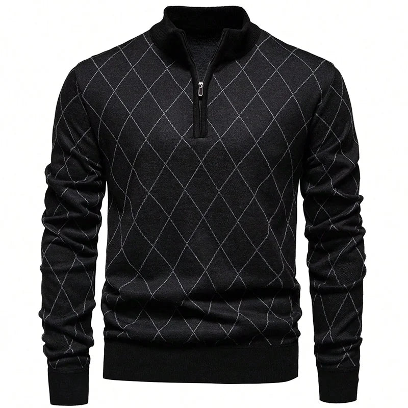 Mens Fashion Sweater Half Zip Collar Knit Pullover Casual Sport Golf