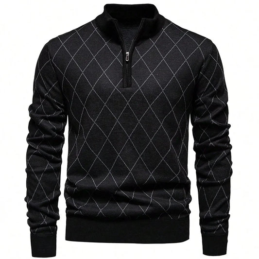 Mens Fashion Sweater Half Zip Collar Knit Pullover Casual Sport Golf