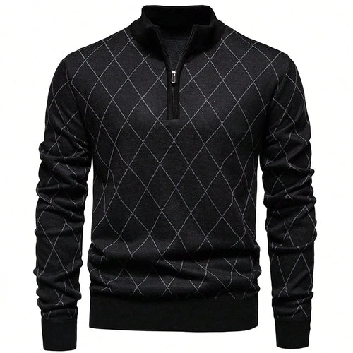 Mens Fashion Sweater Half Zip Collar Knit Pullover Casual Sport Golf