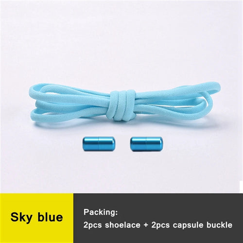 21 Colors No Tie Shoelaces For Sneakers Elastic Shoe Laces Round Metal
