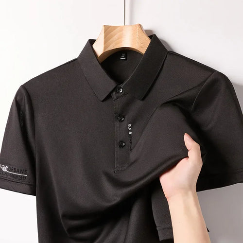New Men's Business Casual Short Sleeved Shirt with Badge Solid Color