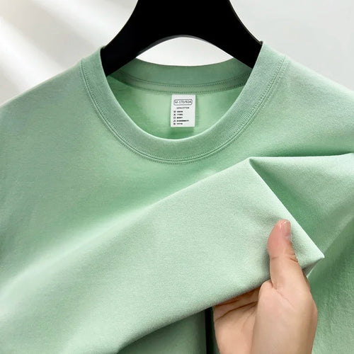 100% Pure Cotton Summer High-end Brand Men's Short Sleeve Round Neck