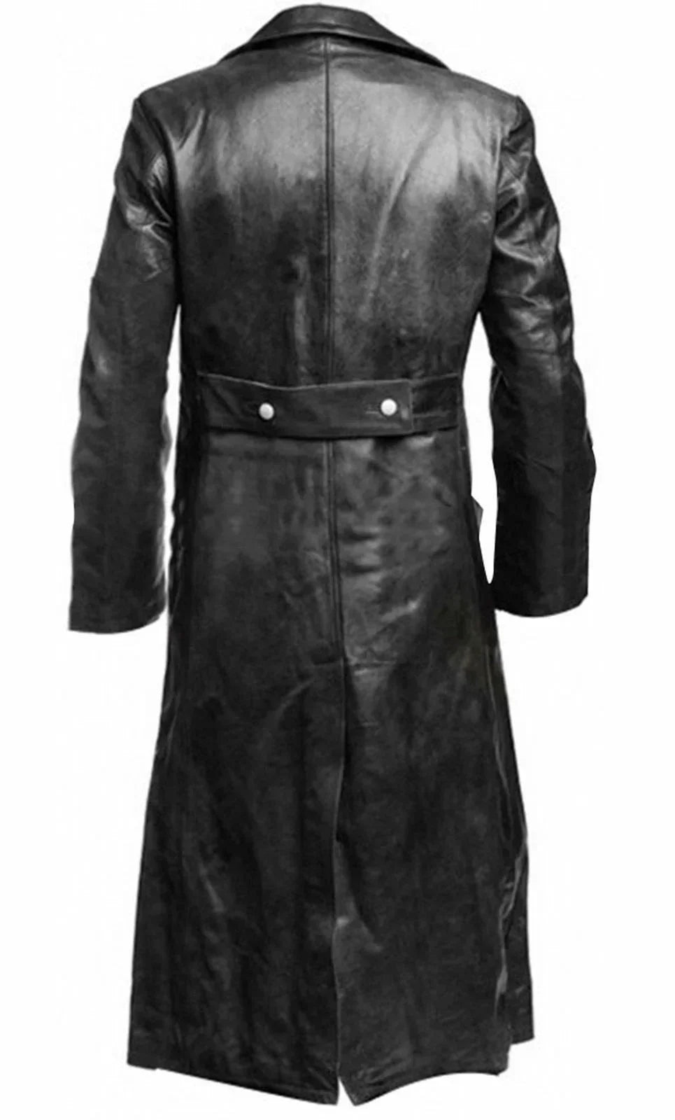 1MEN'S GERMAN CLASSIC WW2 MILITARY UNIFORM OFFICER BLACK REAL LEATHER