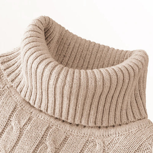 Outdoor Men's Long Sleeve Knitted Sweaters Slim Fit Turtleneck Sweater