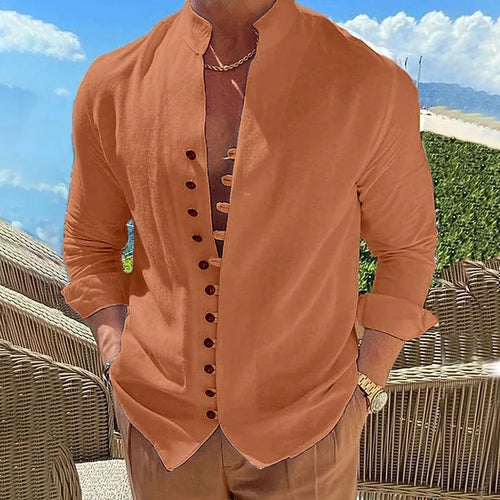 New Spring Autumn casual shirt loose Men's Solid Color Long Sleeve
