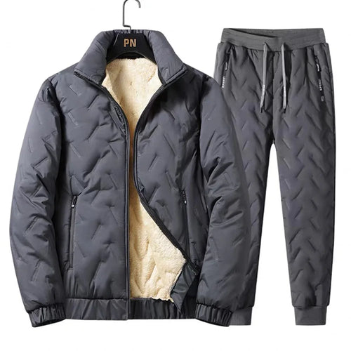Winter Warm Suit Men's Two-piece Set Autumn and Winter Thickened