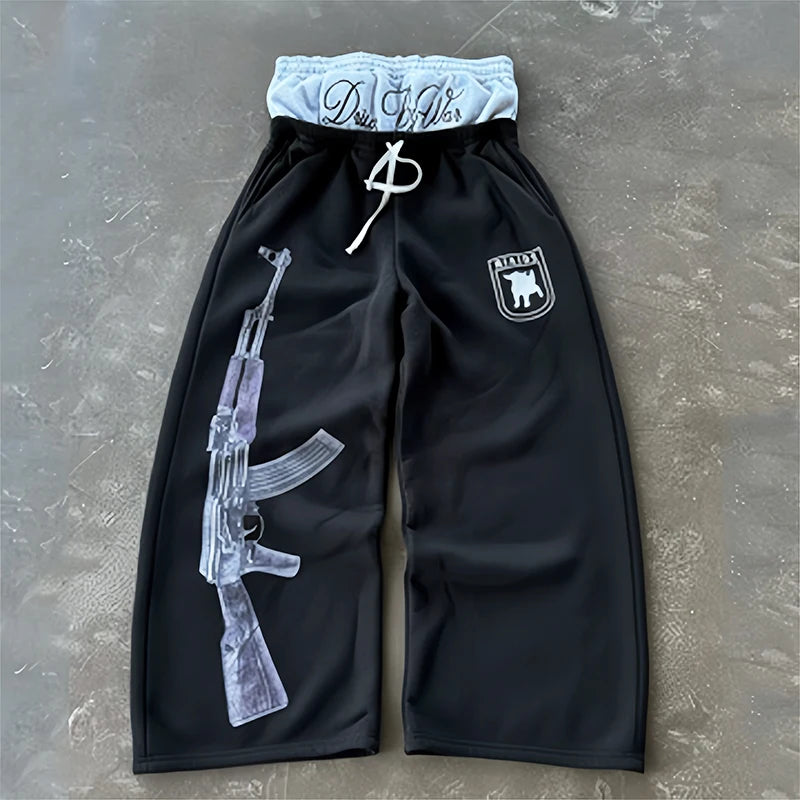 Y2K High-Waisted Printed Embroidered Street Guard Pants Spring Summer