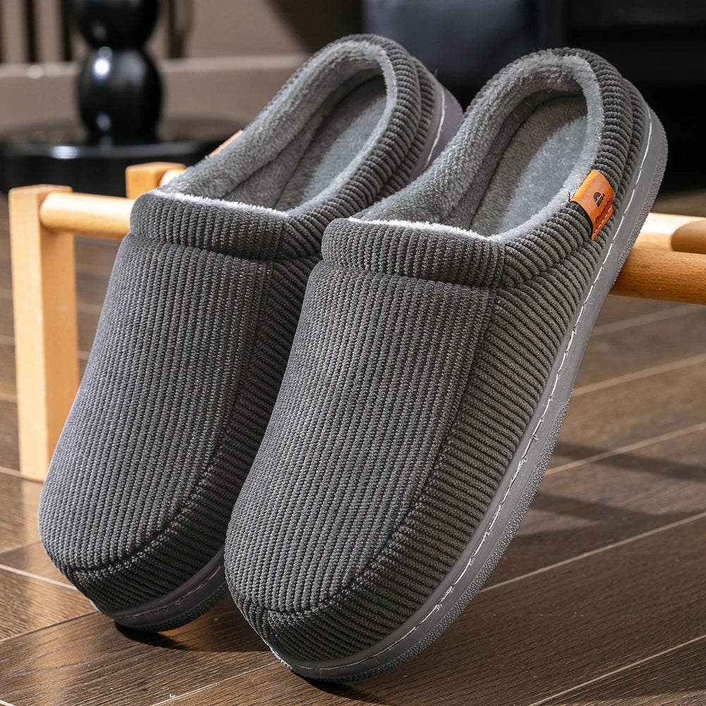 Winter Warm Slippers for Men Memory Foam Non Slip Home Shoes Soft