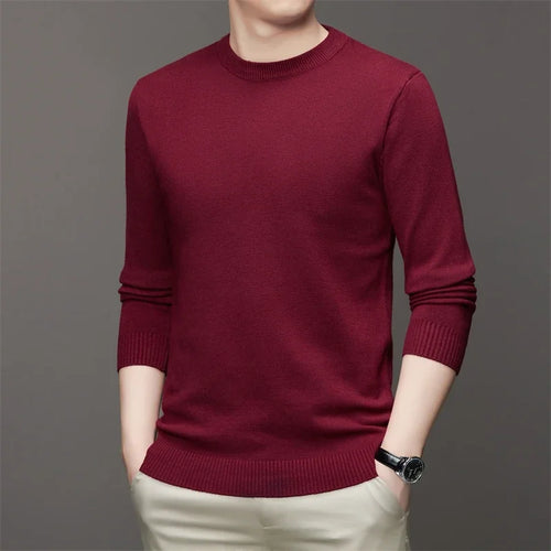 7 Colour Men's Round Neck Long Sleeved Solid Color Sweater Soft Warm