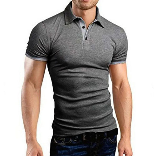 Men's Polo Shirt Short Sleeve Casual Slim Fit Color Blocking T-shirts