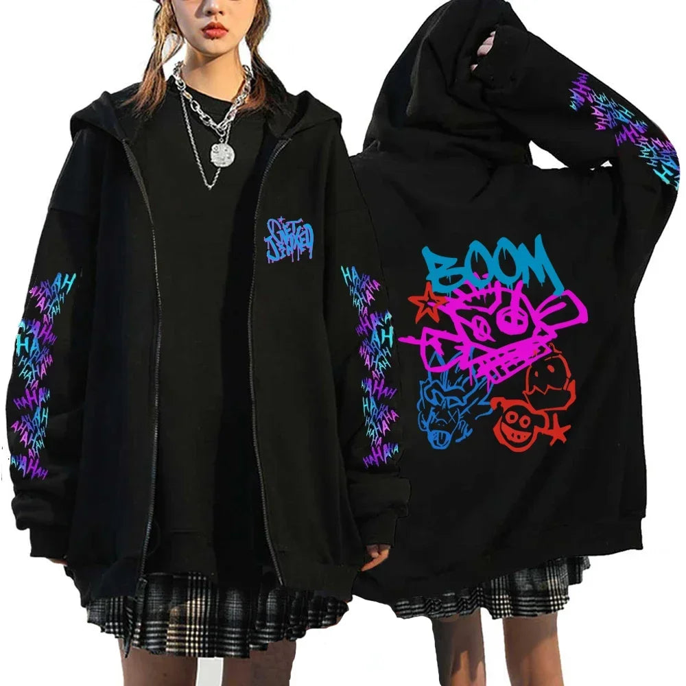 Arcane-Jinx Zipper Hoodie Monkey Graffiti Zip Up Jacket Men Women Game