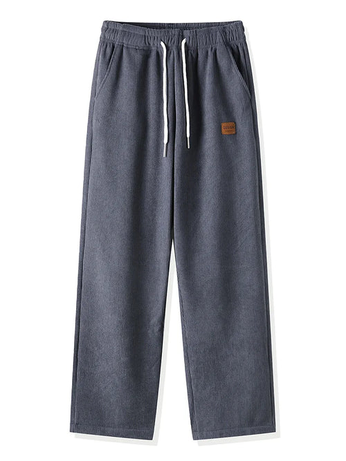 Winter Thick Warm Corduroy Sweatpants Men Fleece Liner Drawstring