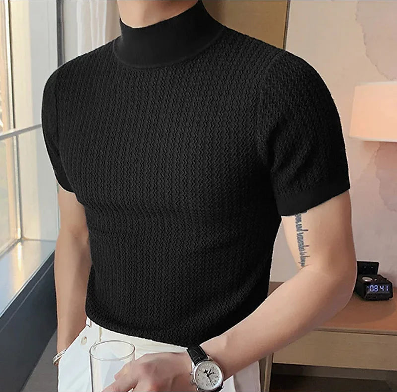 Summer new casual simple knitted base shirt European and American