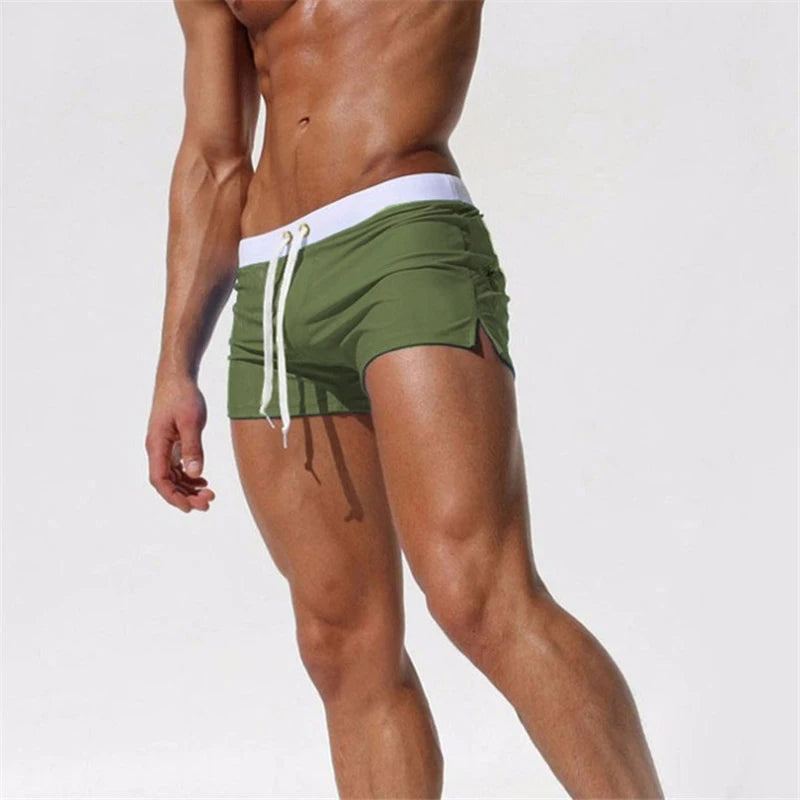 Men's Swimsuit 10 Color Back Pocket Design Quick-drying Beach Men's