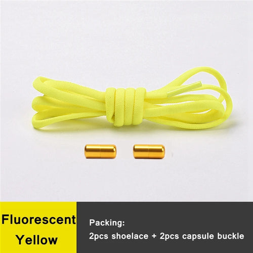 21 Colors No Tie Shoelaces For Sneakers Elastic Shoe Laces Round Metal