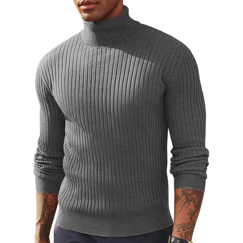 Autumn Men's Slim Fit Long Sleeve Turtleneck Sweater Casual Knitted