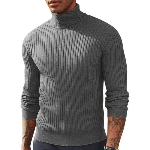 Autumn Men's Slim Fit Long Sleeve Turtleneck Sweater Casual Knitted